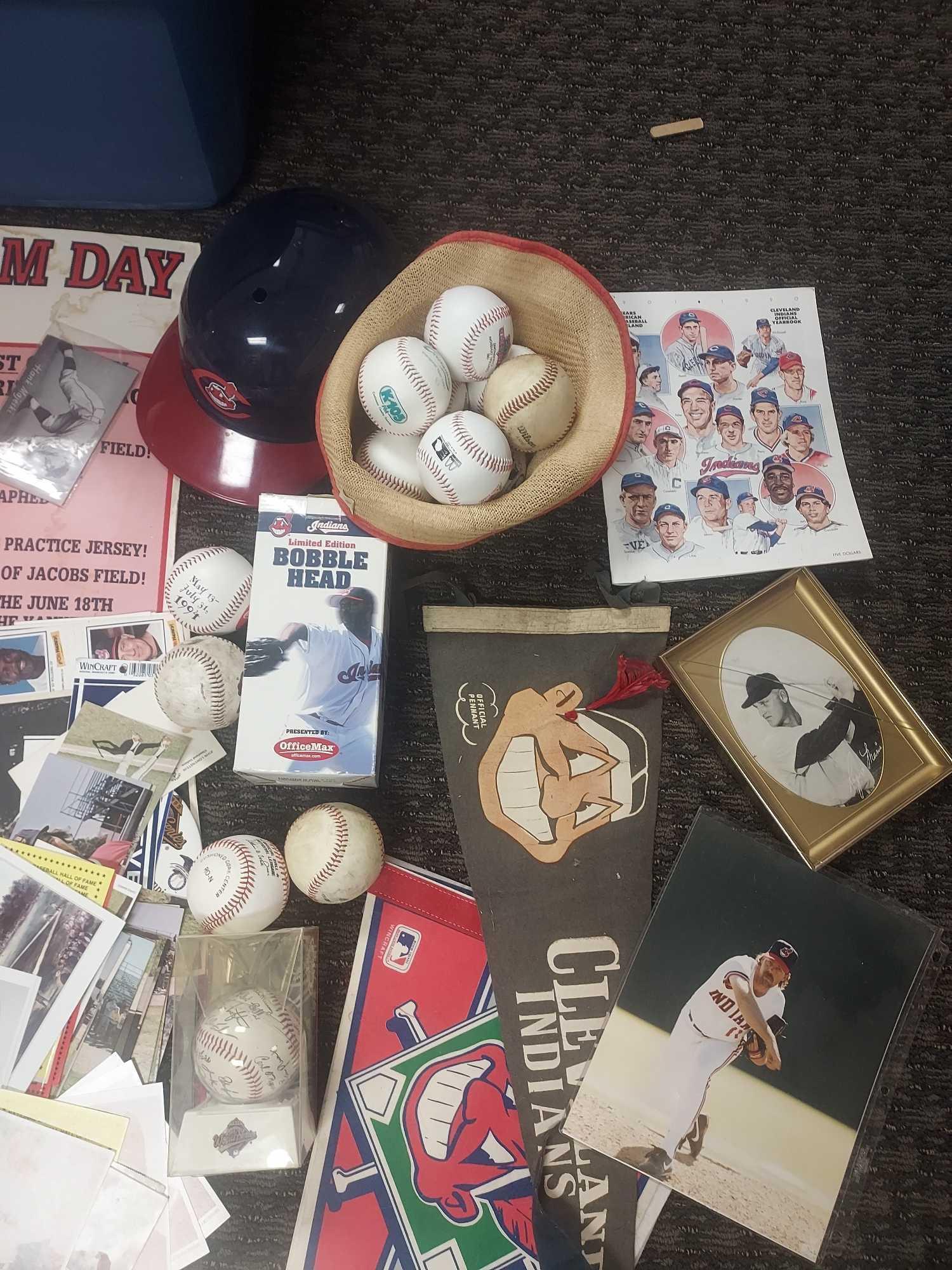2 Large Totes of Cleveland Indians/Canton/Akron Cards, Photos, Memorabilia, & more