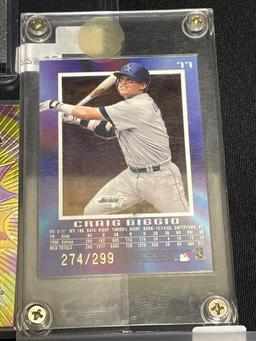 Baseball collector cards, RC Rookie cards, limited card
