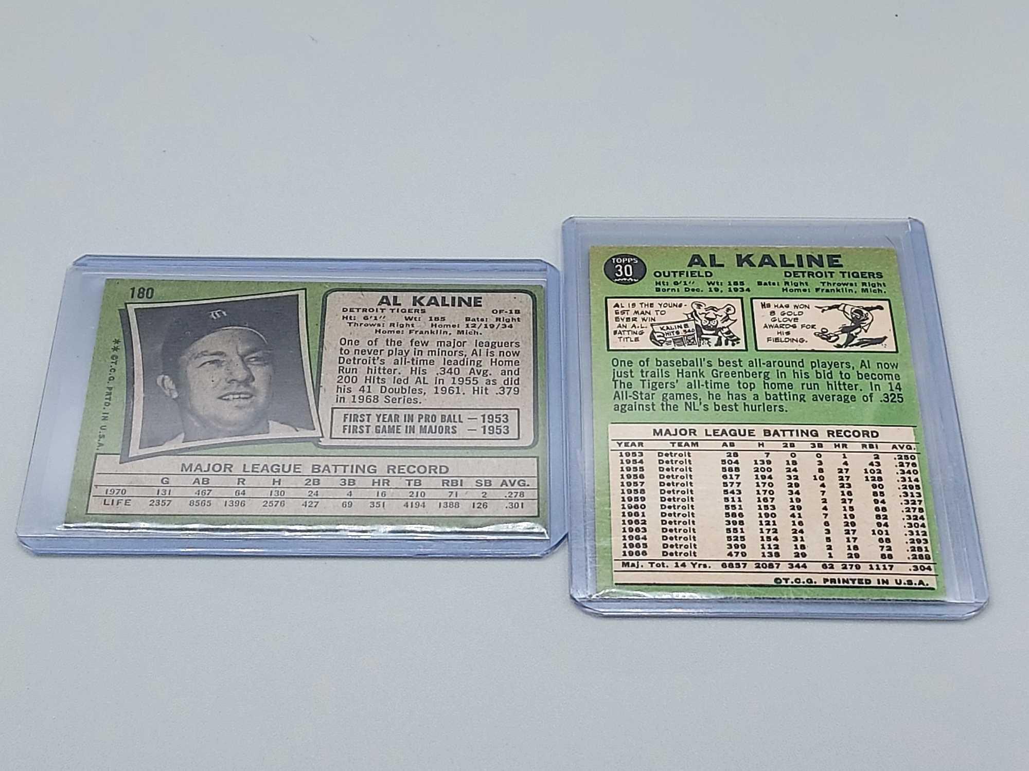 6 Al Kaline Topps Baseball Cards 1961-1971