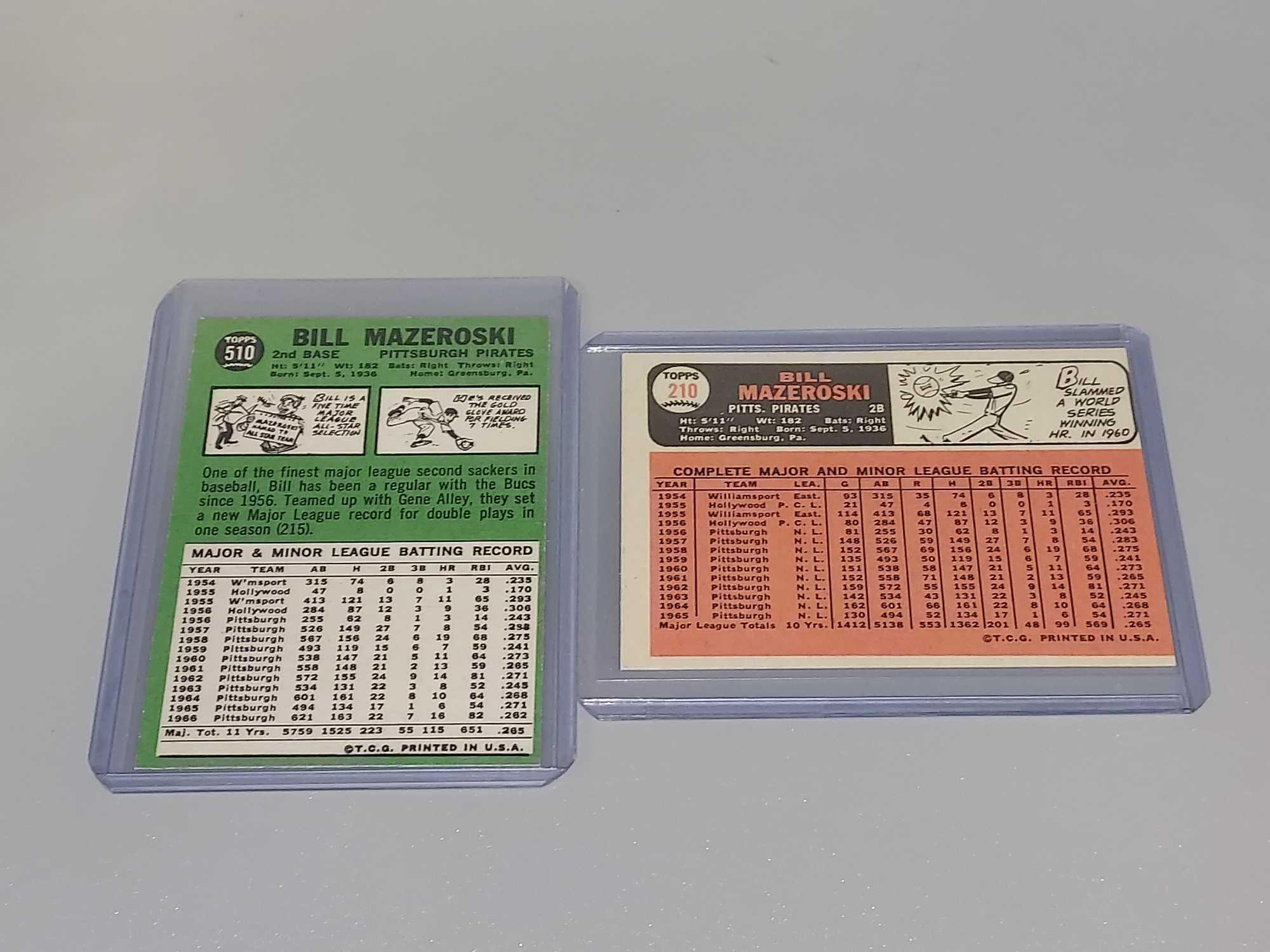 6 Bill Mazeroski Baseball Cards - 1963 Fleer, 1966 & 1967 Topps