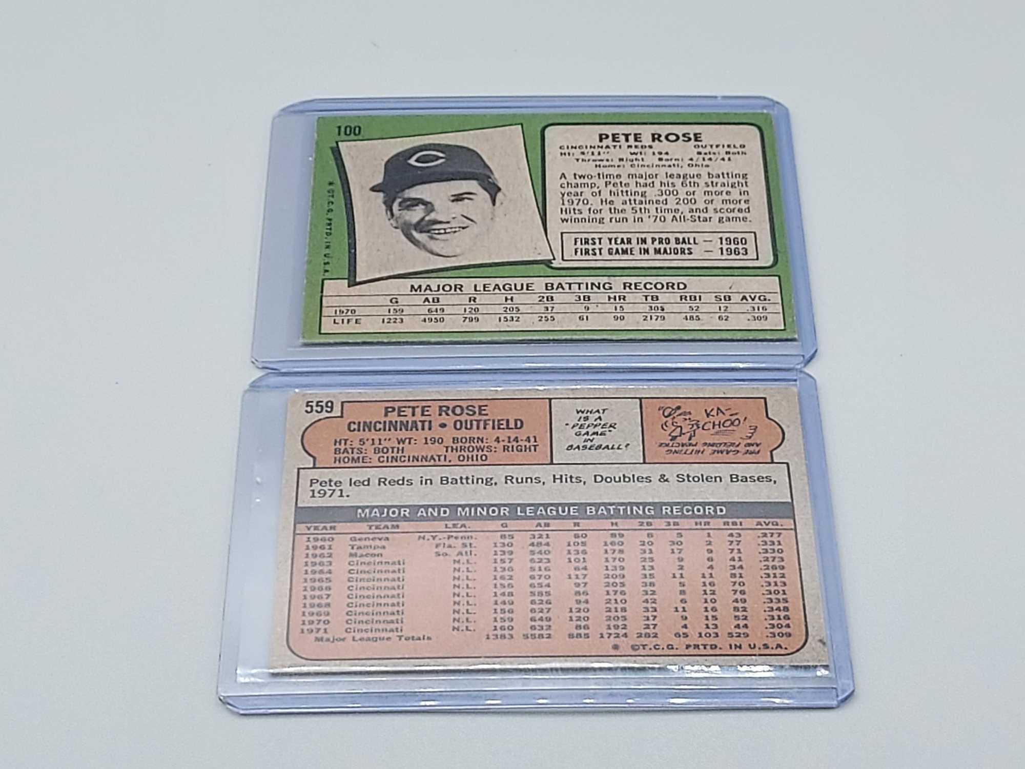 6 Topps Pete Rose Baseball Cards - 1970 All Star, 1971-1972+