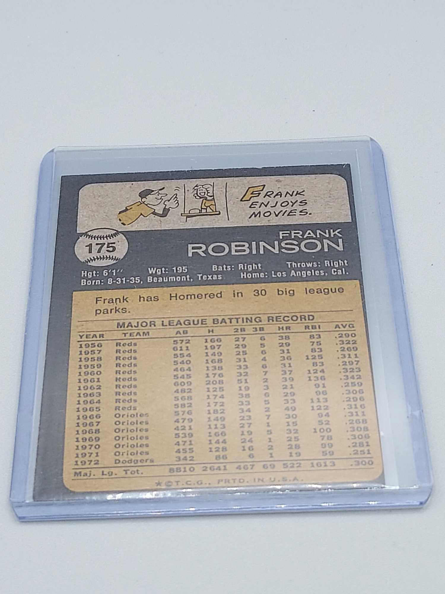 6 Topps Frank Robinson Cards - 1958-1974
