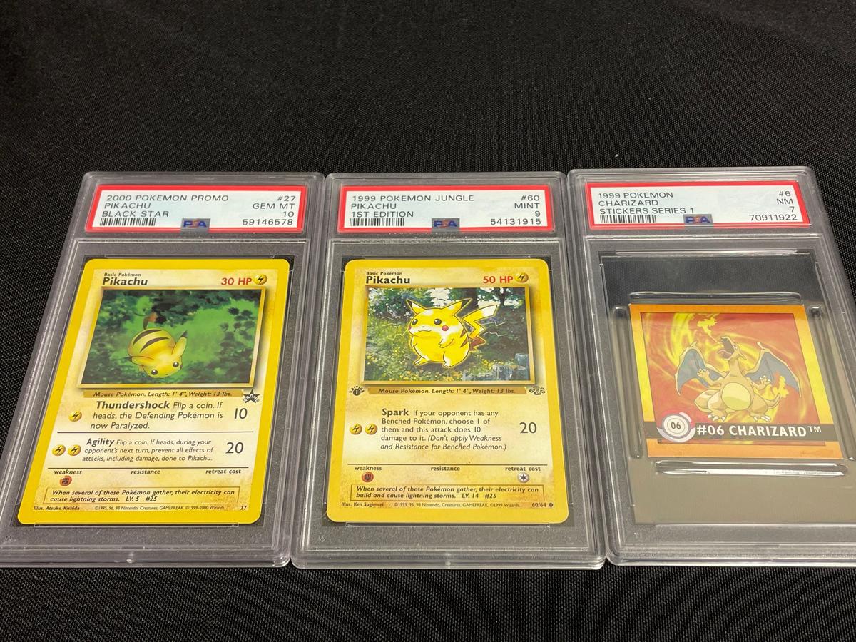 Graded 1999 & 2000 Pokemon Pikachu & Charizard stickers