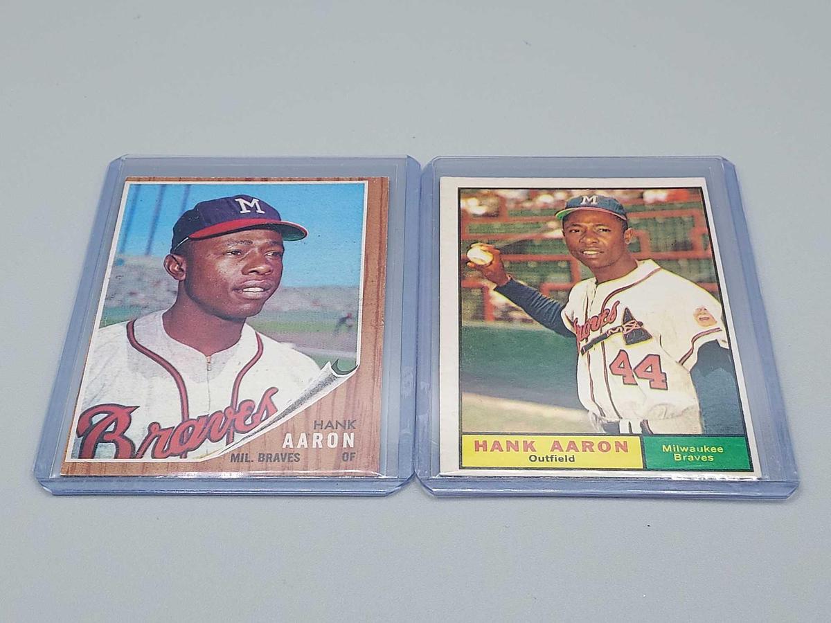 1961 & 1962 Topps Hank Aaron Baseball Cards All Time Great