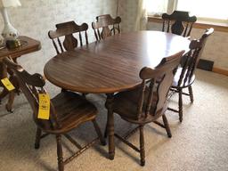 Oak finish table and 6 chairs