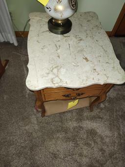 2 Marble Step Stands, Matching Lamp Table