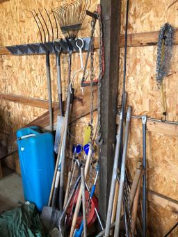 yard tools, markers, water tank,