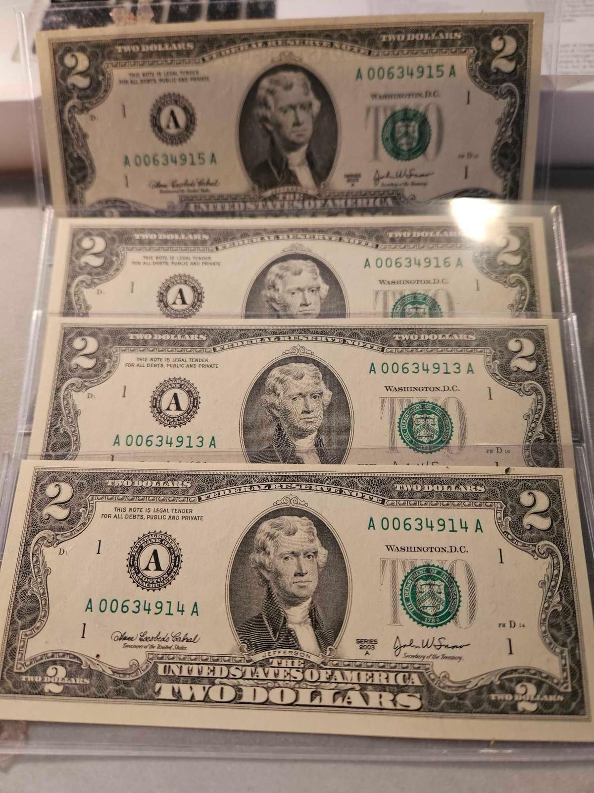 $2 notes, bid x 4