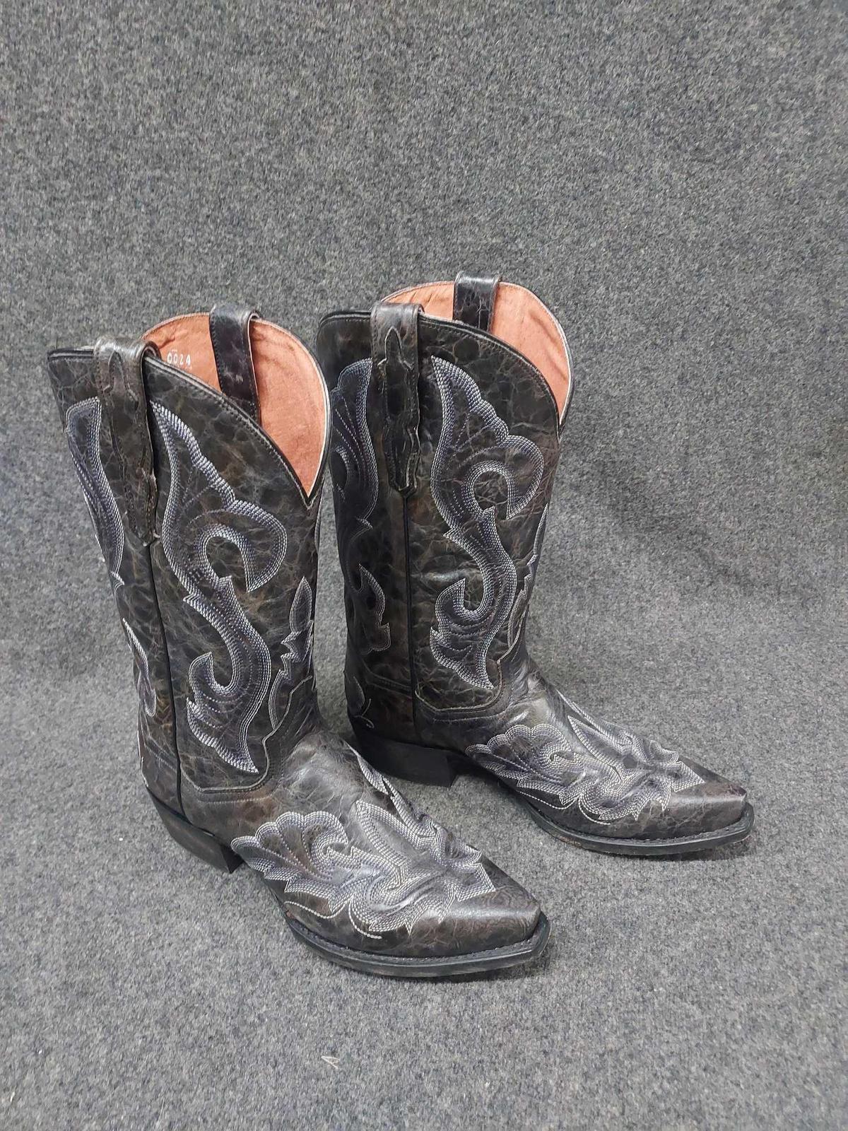 Mens Size 9 Dan Pose Leather Cowboy Boots