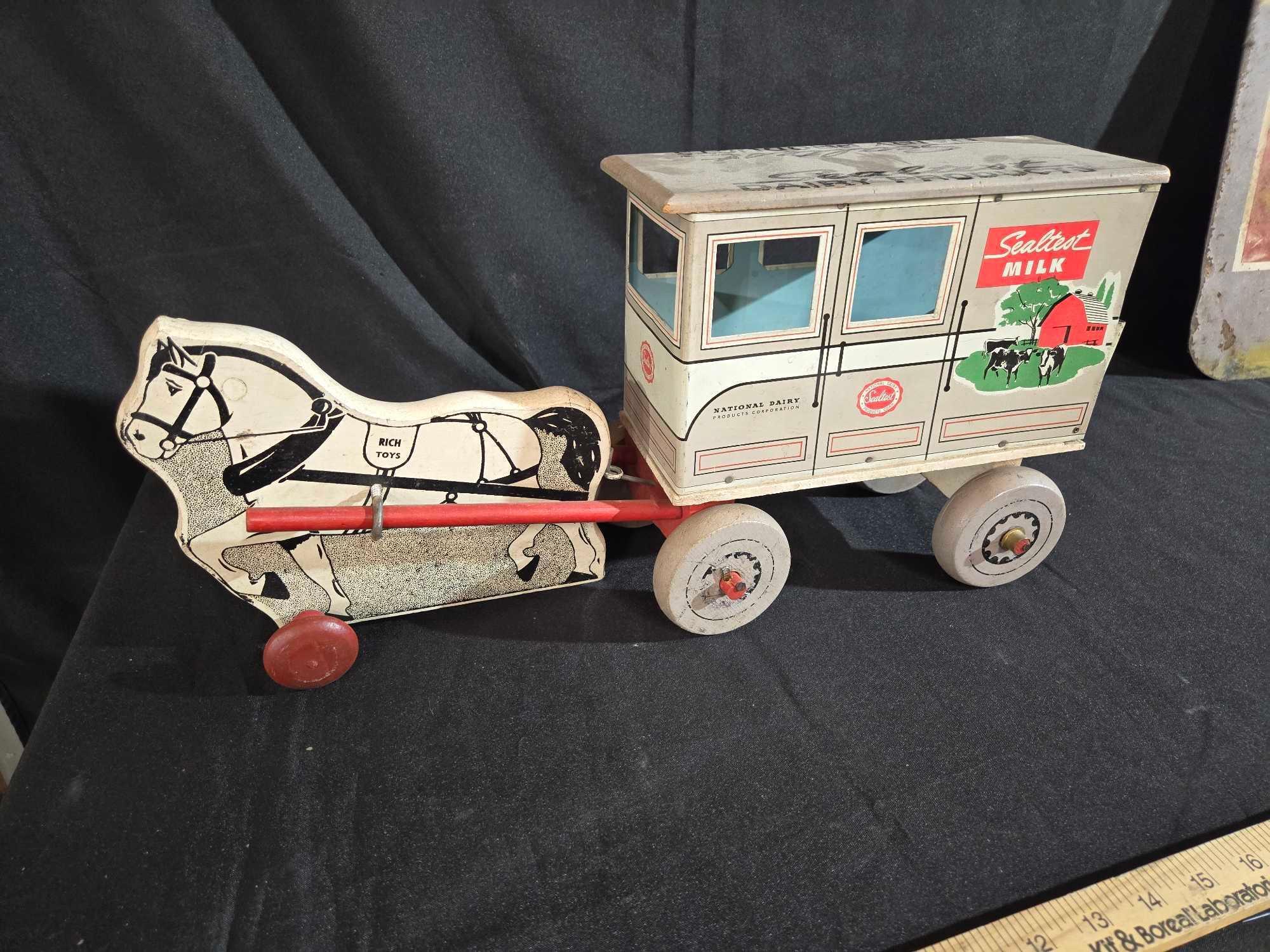 Rich Toys National Dairy Sealtest Wooden Milk Wagon