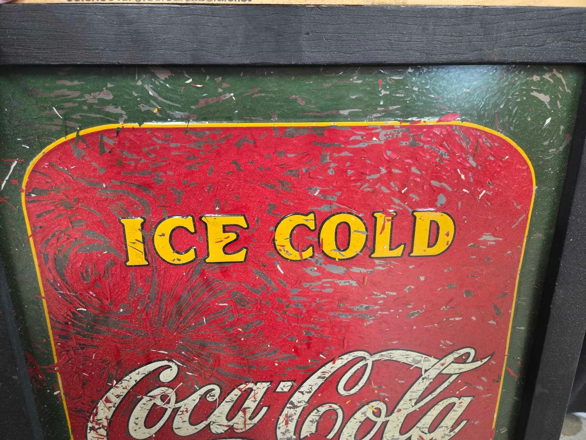 Framed Metal Coca Cola Sign