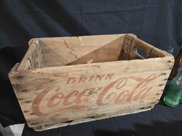 Coca Cola Crate w/ Assorted Coca Cola Bottles