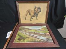 Mack Framed Oil on Canvas & Framed Pennsylvania Railroad Print
