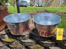 Pair of modern Coca-Cola pails