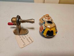 Vintage Tin Litho Clown Pencil Sharpener made in West Germany
