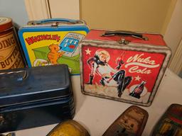 Assortment of Tin Litho, Heathcliff Lunch Box