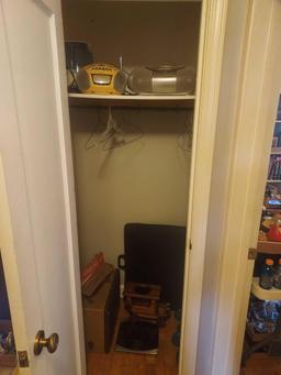 Closet Contents - CD Players, Small Wooden Decor, Scale, Weights, & more