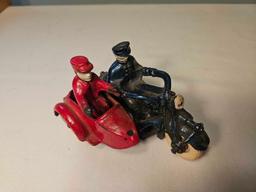 Vintage Cast Iron Hubley Motorcycle with Sidecar