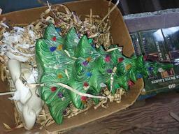 Vintage Ceramic Christmas Tree w/ 4 Packs of Christmas Lights
