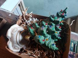 Vintage Ceramic Christmas Tree w/ 4 Packs of Christmas Lights