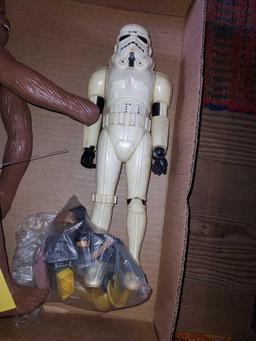 Vintage Starwars Stormtrooper and Chewbacca Action Figures & Pez Dispenser Set