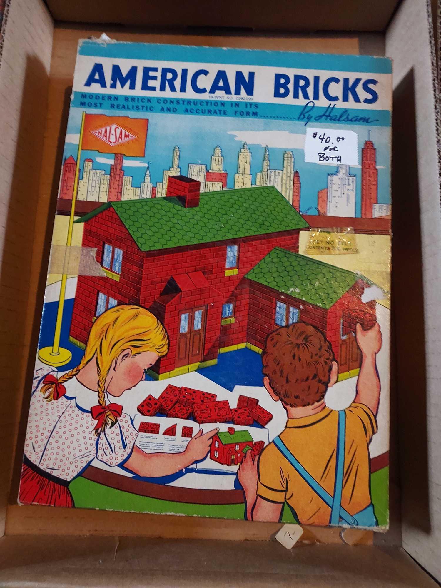 Halsam American Bricks Sets, Friction Army Tank, & Other Vintage Toys