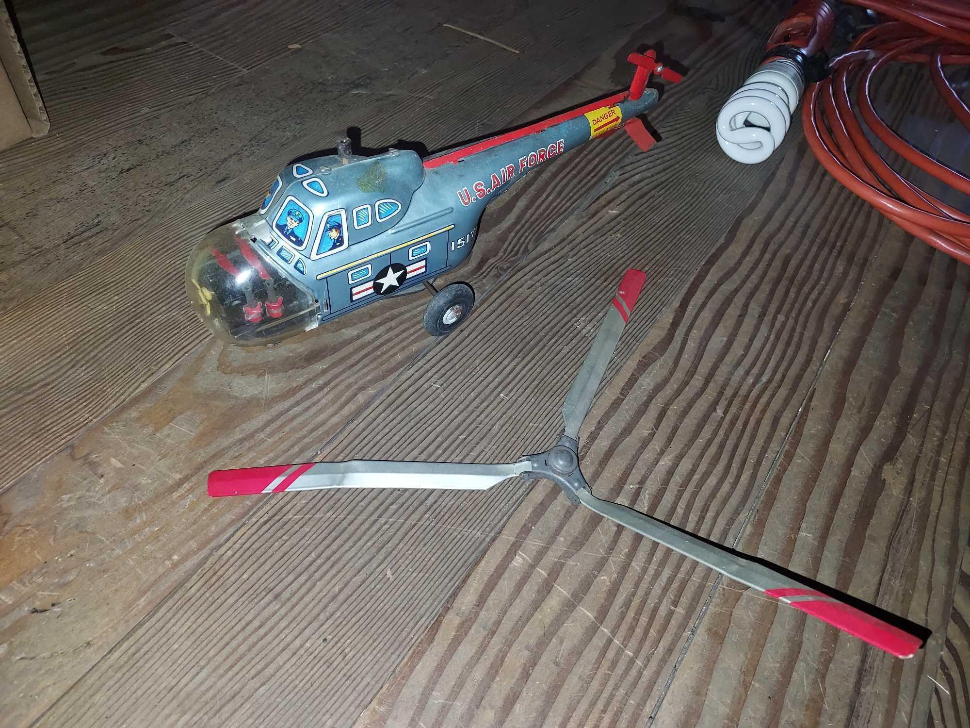 Tin Helicopter Toy, Abtopacca Tin Toy, & Assortment of Other Vintage Toys