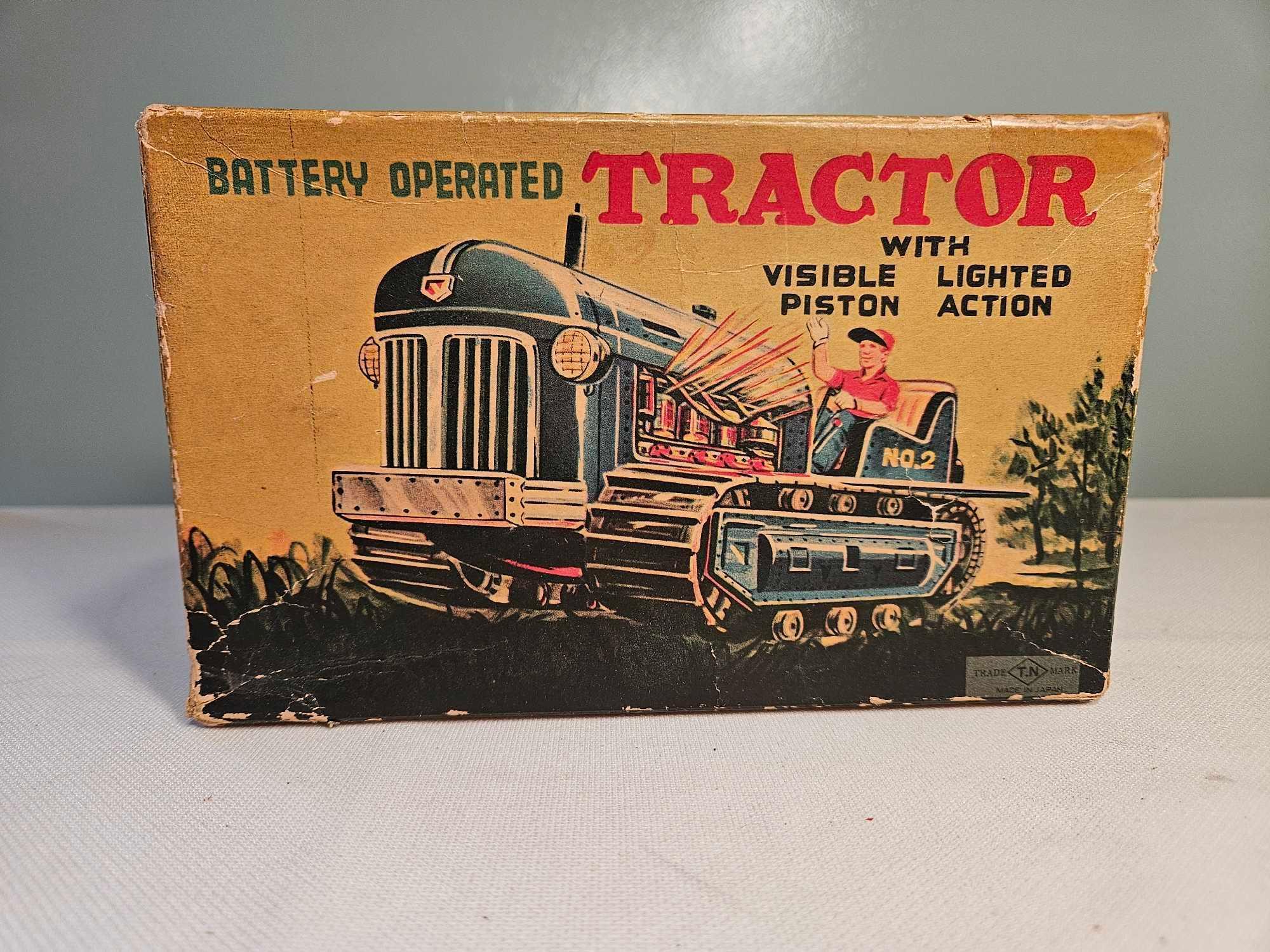 Showa Battery Operated Tractor with Driver in Original Box