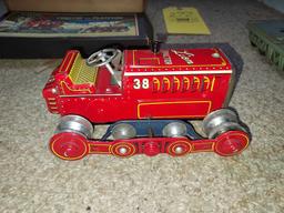 KDP Battery Operated Tin Tractor on Platform Toy & Bang Ball Set