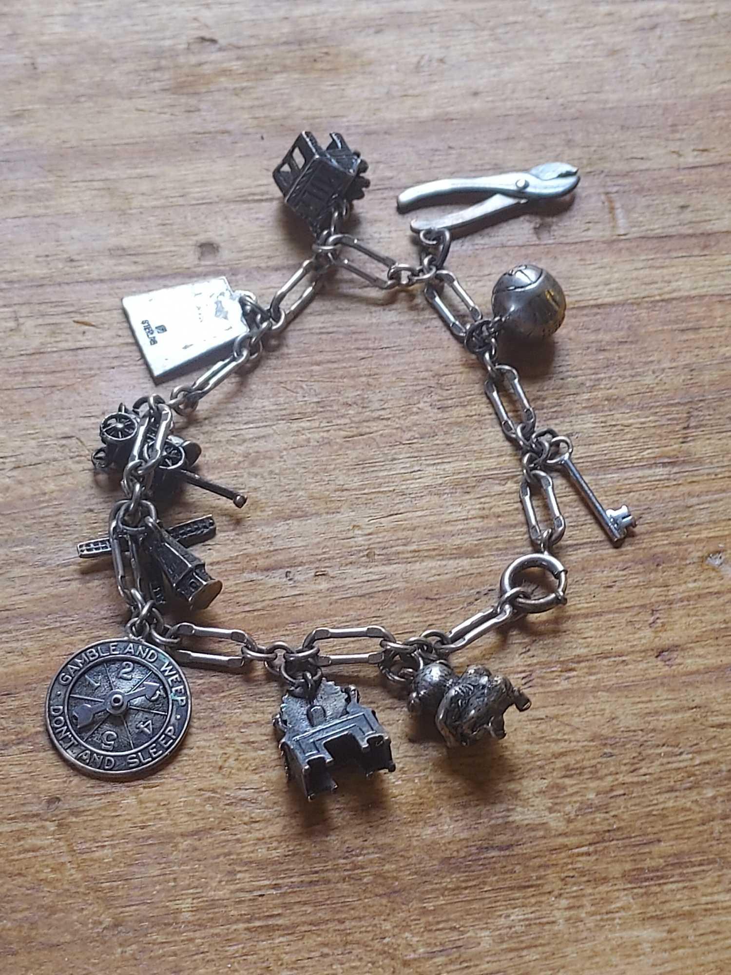 Sterling Silver Yale Basketball Necklace & Charm Bracelet