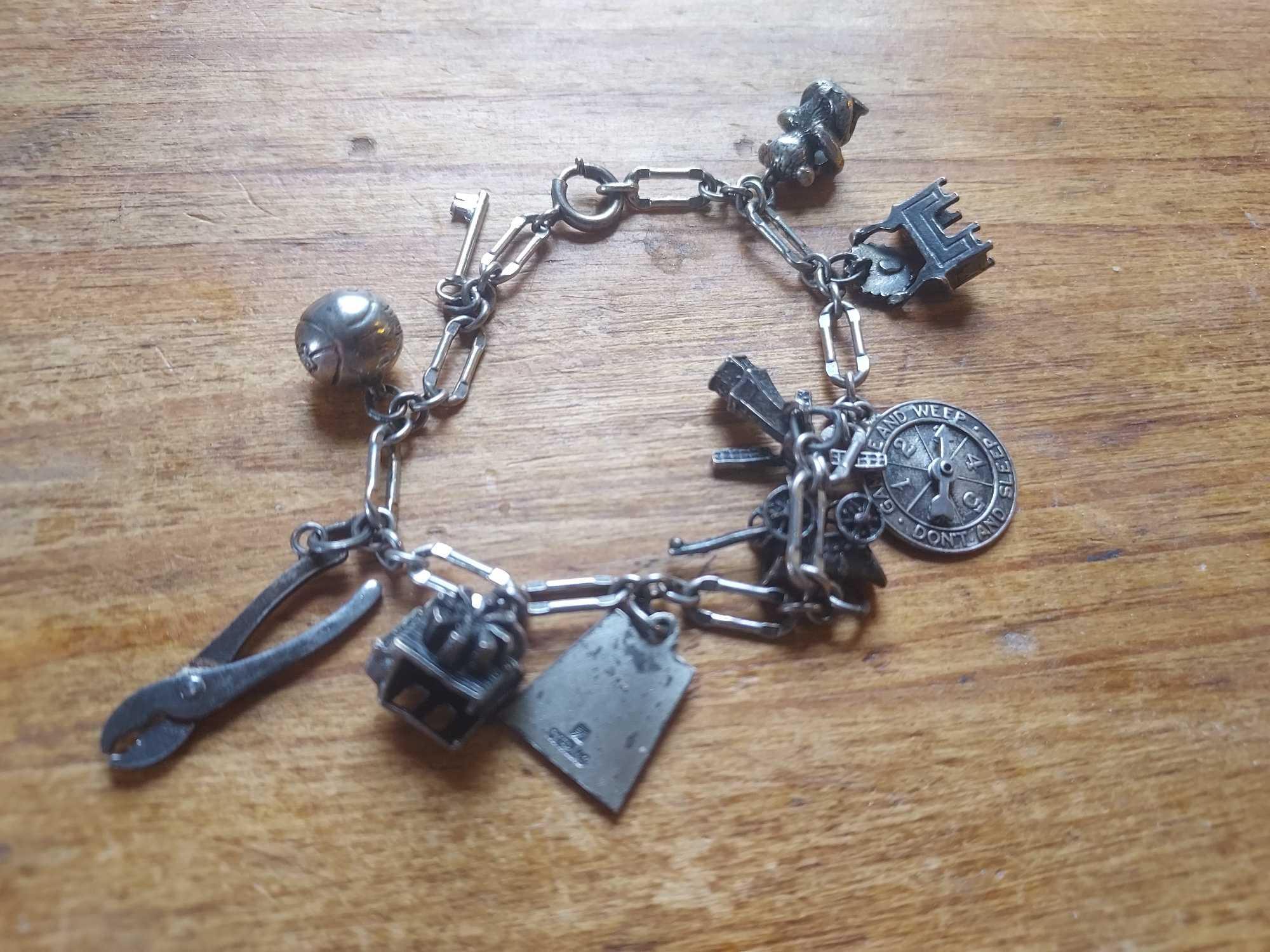 Sterling Silver Yale Basketball Necklace & Charm Bracelet
