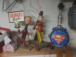 Top Shelf Contents - Vintage Metal Lunchboxes, Tracer Projector, Toys, Dolls, Clocks, & more