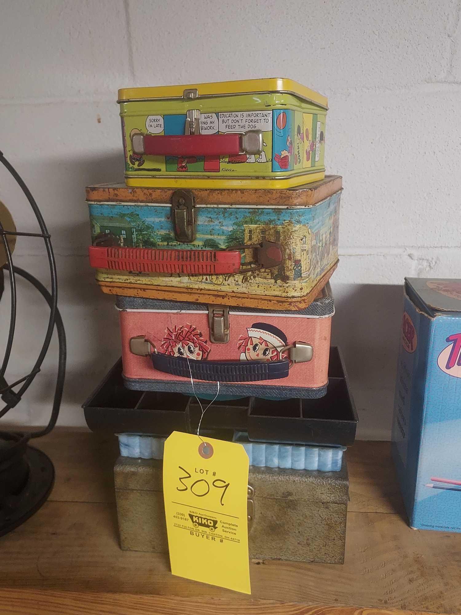 Top Shelf Contents - Vintage Metal Lunchboxes, Tracer Projector, Toys, Dolls, Clocks, & more