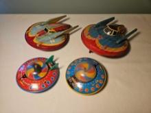 Assortment of Tin Litho Spaceships - Modern Toys, SFA