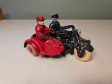Vintage Cast Iron Hubley Motorcycle with Sidecar