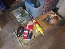 Vintage Blown Plastic Santa, Bunny, Rubber Disney Toys, & Small Rock/Fossil Collection