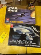 Star Wars and Star Trek model ships unbuilt