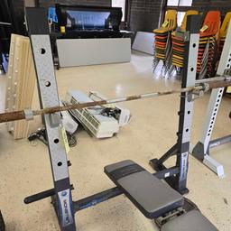 Monster Platinum weight bench with weights and bar