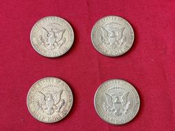 (4) 1964 Silver Half Dollar Coins