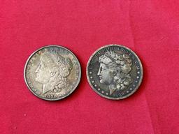 1878 and 1890 Silver Dollar Coins