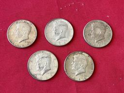 (5) 1964 Silver Half Dollar Coins