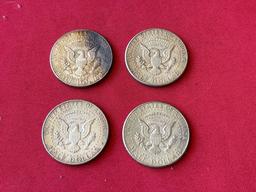 (4) 1964 Silver Half Dollar Coins