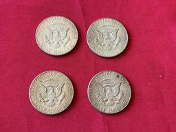 (4) 1964 Silver Half Dollar Coins