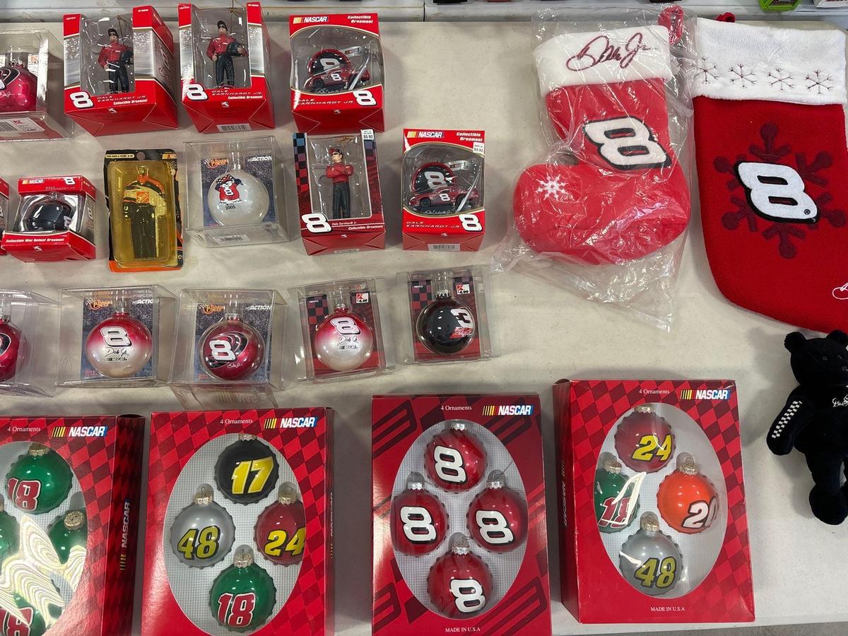 Large Assortment of Christmas NASCAR Decor