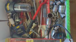 Large Tool lot : Ratchet sets, vise clamps, nuts, bolts, oiler and more