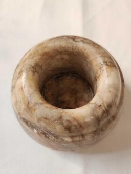 (2) Antique Art Nouveau porcelain items & unusual stone pot