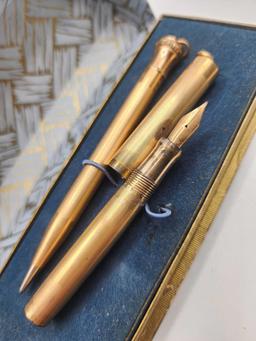 (5) vintage fountain pens, pencil - pendants