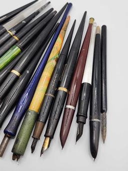 (17) antique & vintage pens: desk, dip style