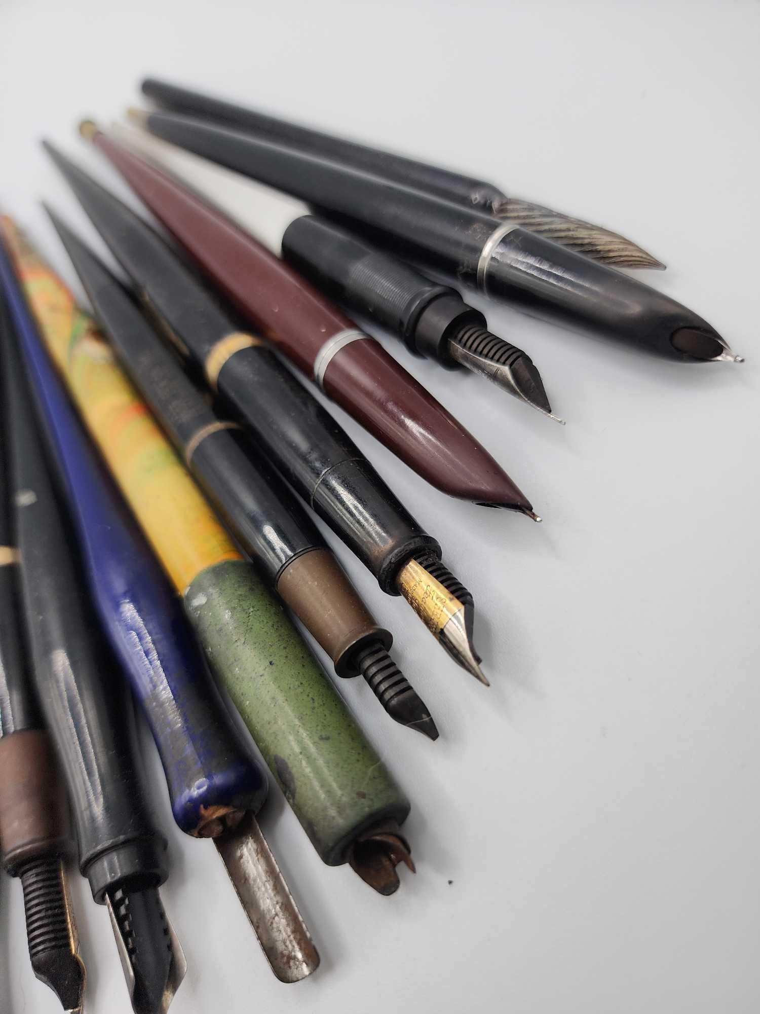 (17) antique & vintage pens: desk, dip style