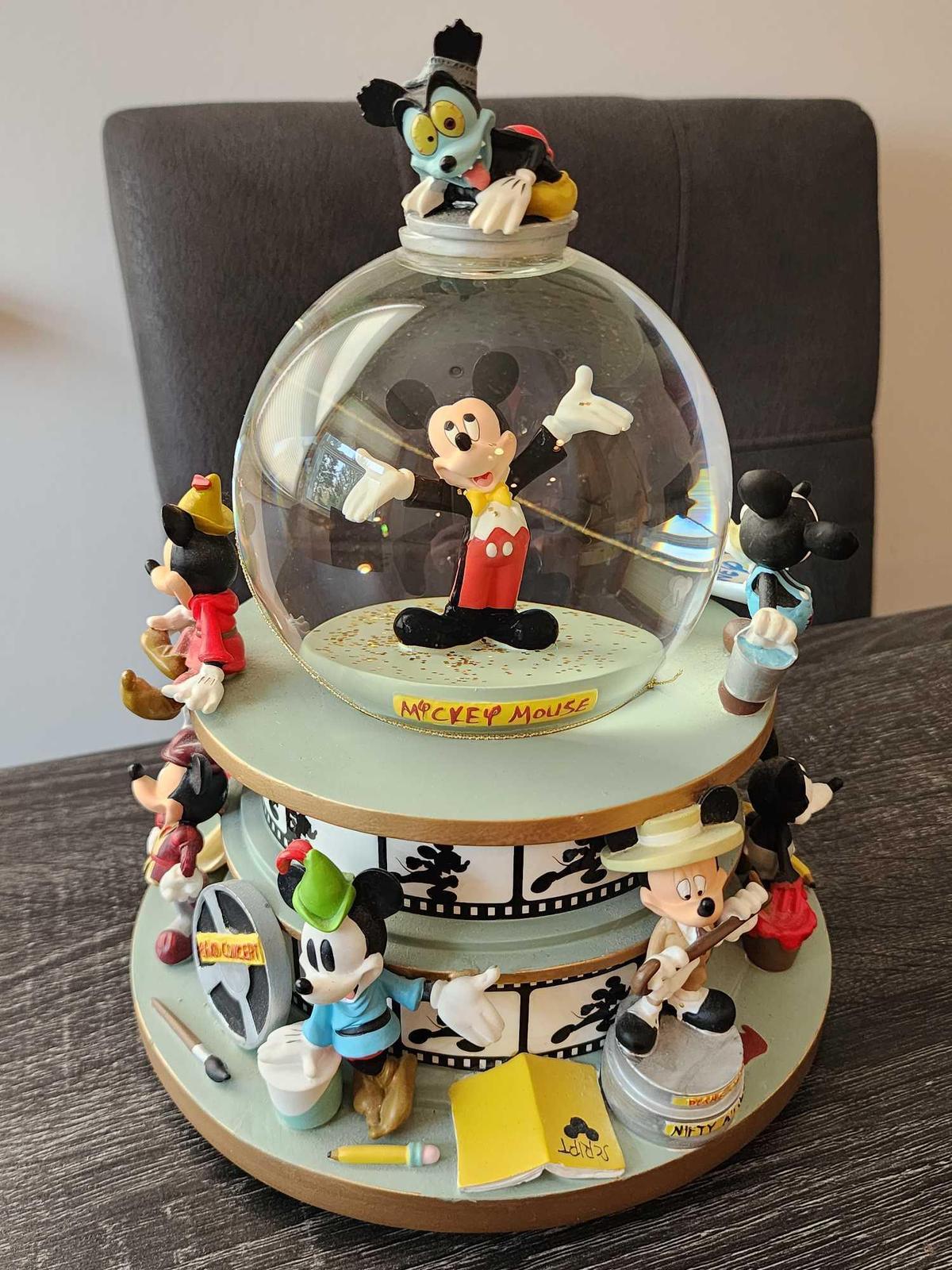 Large vintage Disney Mickey Mouse music box snow globe